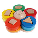 Wooden Flower Geometry Shape Stacking Building Blocks Baby Kids Stack Up Toy