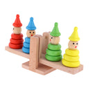 Clown Stacking Rings Wooden Tower Baby Kids Stack Up Balance Toy Fun Play