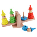 Clown Stacking Rings Wooden Tower Baby Kids Stack Up Balance Toy Fun Play