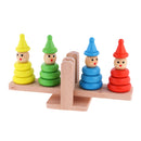 Clown Stacking Rings Wooden Tower Baby Kids Stack Up Balance Toy Fun Play