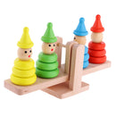 Clown Stacking Rings Wooden Tower Baby Kids Stack Up Balance Toy Fun Play