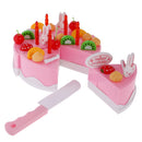 Kid Kitchen Pretend Play Set Pink Happy Birthady Cake Food Cutting Toys for Baby Toddler
