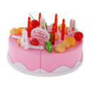 Kid Kitchen Pretend Play Set Pink Happy Birthady Cake Food Cutting Toys for Baby Toddler