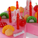 Kid Kitchen Pretend Play Set Pink Happy Birthady Cake Food Cutting Toys for Baby Toddler