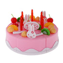 Kid Kitchen Pretend Play Set Pink Happy Birthady Cake Food Cutting Toys for Baby Toddler