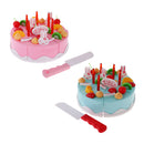 Kid Kitchen Pretend Play Set Pink Happy Birthady Cake Food Cutting Toys for Baby Toddler