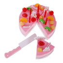 Kid Kitchen Pretend Play Set Pink Happy Birthady Cake Food Cutting Toys for Baby Toddler
