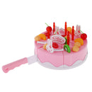 Kid Kitchen Pretend Play Set Pink Happy Birthady Cake Food Cutting Toys for Baby Toddler