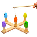 Wooden Fishing Game, Rings Toss Game, Bowling Games 3 GAMES in 1 Pack Toy