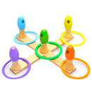 Wooden Fishing Game, Rings Toss Game, Bowling Games 3 GAMES in 1 Pack Toy