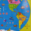 Early Learning Geography 35 Pieces Wooden Jigsaw World Map Puzzles Game Set