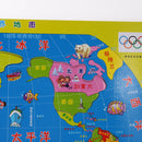 Early Learning Geography 35 Pieces Wooden Jigsaw World Map Puzzles Game Set