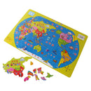 Early Learning Geography 35 Pieces Wooden Jigsaw World Map Puzzles Game Set