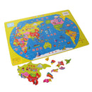 Early Learning Geography 35 Pieces Wooden Jigsaw World Map Puzzles Game Set
