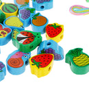 Wooden Fruits Tree Threading Beads Kids Lacing Activity Puzzle Toy Game