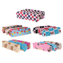 Assorted Pattern PU Leather Print Plaid Zip Pencil Holder Case Box Cosmetic Pouch Bag Student Kids Gift Accessory