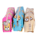 Assorted Pattern Print Carton Bear Leather Zip Plaid Pen Pencil Case Bag Make-Up Purse Pouch School Supply
