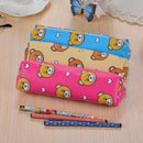 Assorted Pattern Print Carton Bear Leather Zip Plaid Pen Pencil Case Bag Make-Up Purse Pouch School Supply