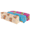 Assorted Pattern Print Carton Bear Leather Zip Plaid Pen Pencil Case Bag Make-Up Purse Pouch School Supply