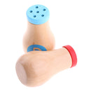 2pcs Pretend Role Play Salt & Pepper Powder Jars Wooden Kids Children Toy