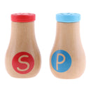 2pcs Pretend Role Play Salt & Pepper Powder Jars Wooden Kids Children Toy