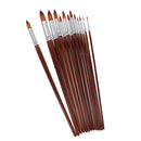 13 Pieces Artists Paint Brushes Set Wooden Handle Nylon Hair Pointed Round