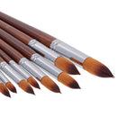 13 Pieces Artists Paint Brushes Set Wooden Handle Nylon Hair Pointed Round