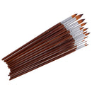 13 Pieces Artists Paint Brushes Set Wooden Handle Nylon Hair Pointed Round