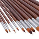 13 Pieces Artists Paint Brushes Set Wooden Handle Nylon Hair Pointed Round