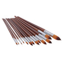 13 Pieces Artists Paint Brushes Set Wooden Handle Nylon Hair Pointed Round