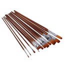 13 Pieces Artists Paint Brushes Set Wooden Handle Nylon Hair Flat Shader