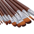 13 Pieces Artists Paint Brushes Set Wooden Handle Nylon Hair Filbert
