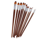 13 Pieces Artists Paint Brushes Set Wooden Handle Nylon Hair Filbert
