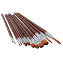 13 Pieces Artists Paint Brushes Set Wooden Handle Nylon Hair Filbert