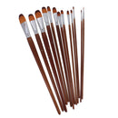 13 Pieces Artists Paint Brushes Set Wooden Handle Nylon Hair Filbert