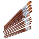 13 Pieces Artists Paint Brushes Set Wooden Handle Nylon Hair Angle Shader
