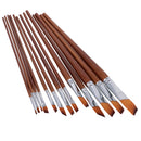 13 Pieces Artists Paint Brushes Set Wooden Handle Nylon Hair Angle Shader