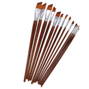 13 Pieces Artists Paint Brushes Set Wooden Handle Nylon Hair Angle Shader
