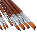 13 Pieces Artists Paint Brushes Set Wooden Handle Nylon Hair Angle Shader