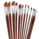 13 Pieces Artists Paint Brushes Set Wooden Handle Nylon Hair Angle Shader