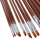 13 Pieces Artists Paint Brushes Set Wooden Handle Nylon Hair Angle Shader