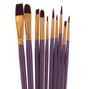 10pcs Assorted Paint Brush Artists Brushes Set Nylon Hair Wood Handle