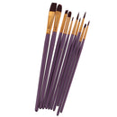 10pcs Assorted Paint Brush Artists Brushes Set Nylon Hair Wood Handle