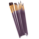 10pcs Assorted Paint Brush Artists Brushes Set Nylon Hair Wood Handle