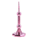 New Alloy Oriental Pearl Tower Figurines Statue Building Model Desktop Ornament Souvenir Rose Red 18CM