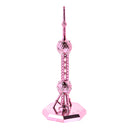 New Alloy Oriental Pearl Tower Figurines Statue Building Model Desktop Ornament Souvenir Rose Red 18CM