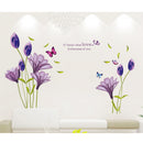 Cute 3D Purple Flowers Wall Sticker Art Mural Decal FOR Living Room Kitchen Desk Background 70x50cm