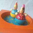 Wooden Wind-up Clockwork Clown Dancing Music Box Toy Birthday Gift Desktop Ornament -Swan Lake