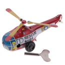 Classic Helicopter Plane Collectible Clockwork Wind Up Tin Toy for Children