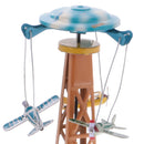 Vintage Wind Up Spining Plane Tower Clockwork Classic Tin Toy Party Favor